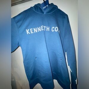 Kenneth Cole Blue Pullover Hoodie with White Logo